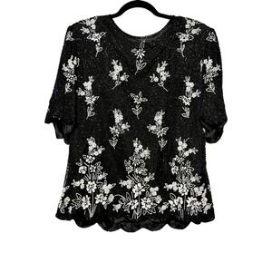 Vintage Lawrence Kozar Whimsigoth Silk Beaded Top Womens Size‎ 1X Fairycore Glam
